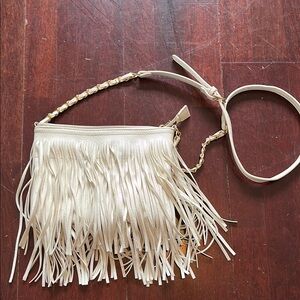 Fringe Cream Crossbody Bag